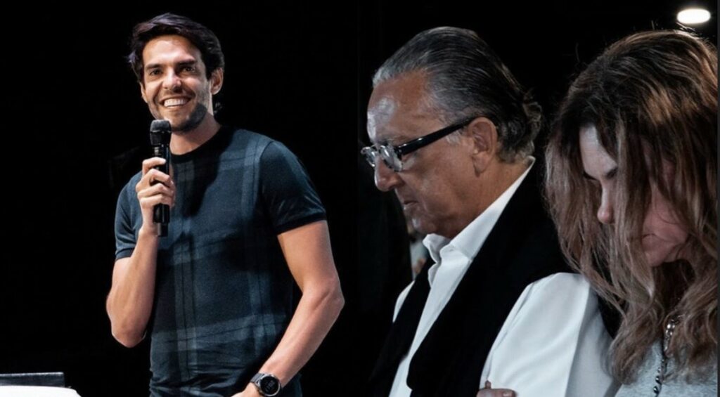 Kaká dá palestra na Lagoinha com presença de Galvão Bueno.